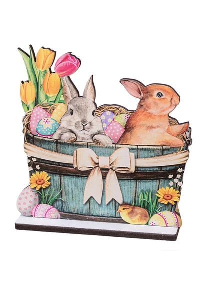 ЗD Статуэтка - Пасхальная корзина с кроликами цвет разноцветный ЦБ-00242679 SKT000965440 фото