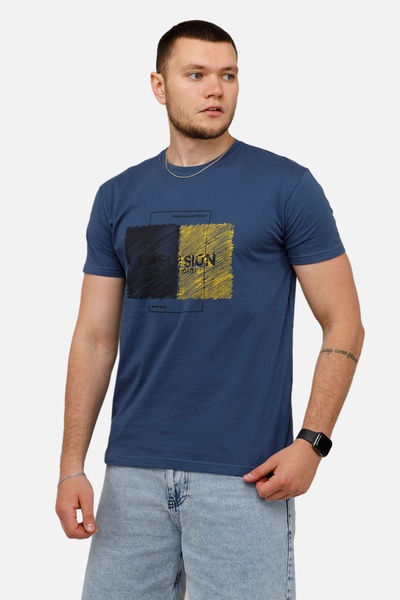 Чоловіча футболка з коротким рукавом 48 колір синій ЦБ-00250628 SKT000993854 фото