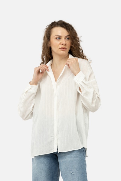 Женская рубашка 46 цвет молочный ЦБ-00245322 SKT000981232 фото