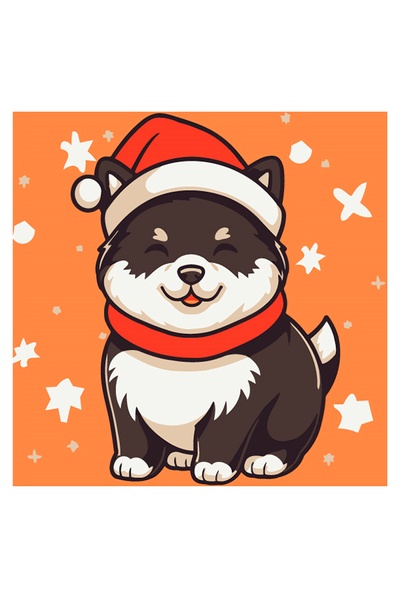 Раскраска на холсте Рождественский щенок цвет разноцветный ЦБ-00238290 SKT000955929 фото