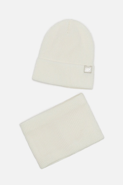 Комплект шапка-шарф на дівчинку 52-54 колір молочний ЦБ-00206085 SKT000879702 фото