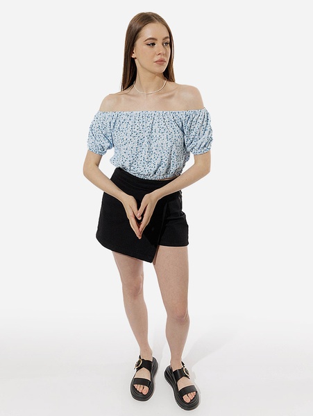 Жіноча коротка блуза 44 колір блакитний ЦБ-00219018 SKT000906036 фото