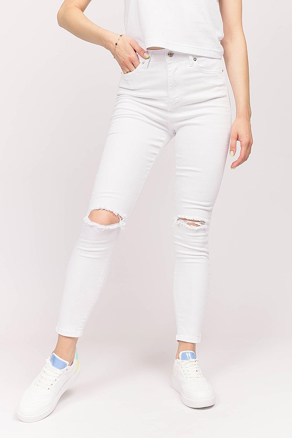 Женские джинсы 52 цвет белый ЦБ-00194623 SKT000854845 фото