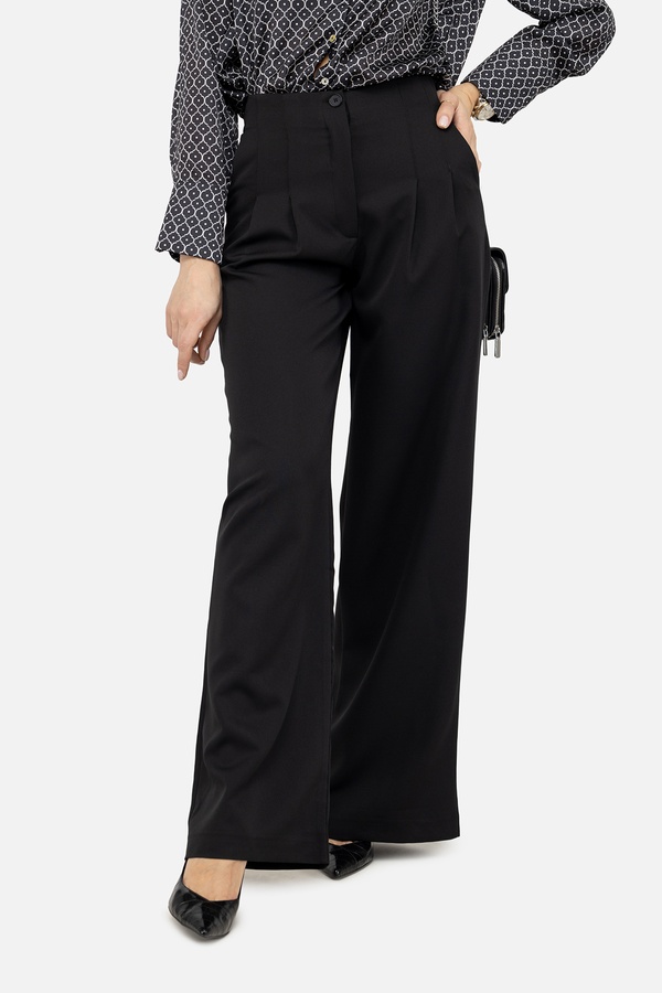 Жіночі штани палаццо 42 колір чорний ЦБ-00242179 SKT000963807 фото