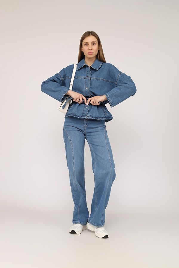 Джинсы wide leg женские цвет голубой 46 ЦБ-00274407 фото