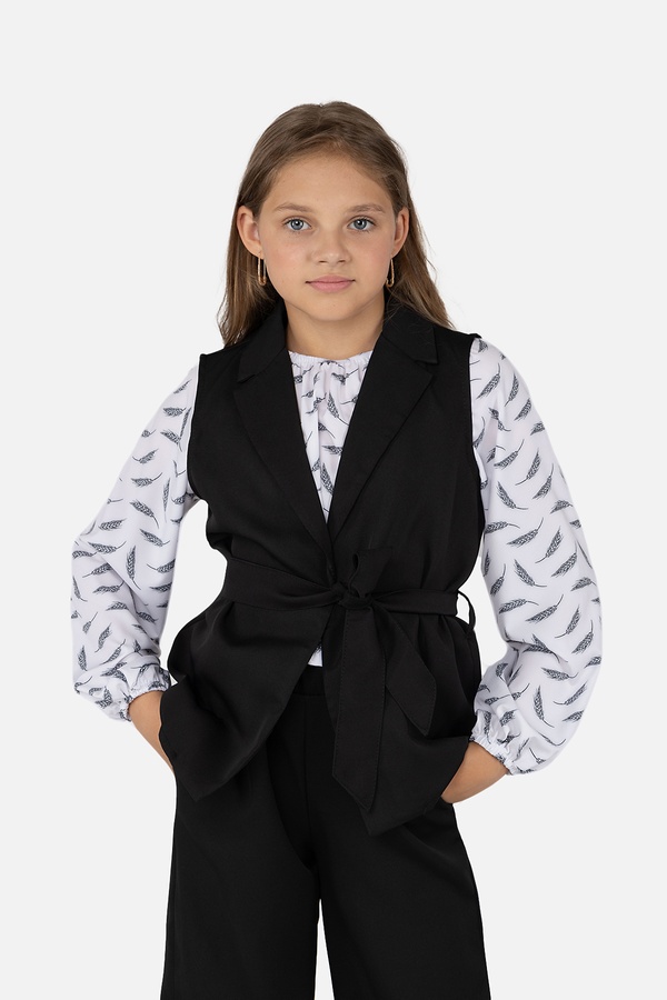 Блуза с длинным рукавом для девочки 134 цвет белый ЦБ-00251230 SKT000996214 фото