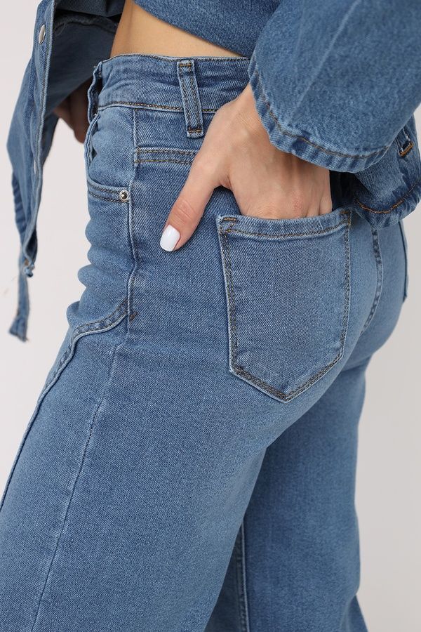 Джинсы wide leg женские цвет голубой 46 ЦБ-00274407 фото