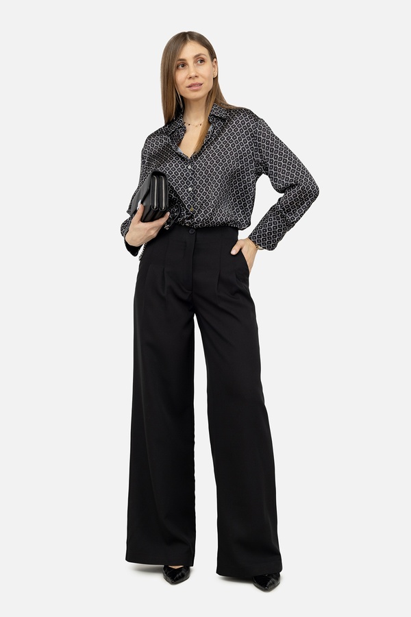 Жіночі штани палаццо 42 колір чорний ЦБ-00242179 SKT000963807 фото