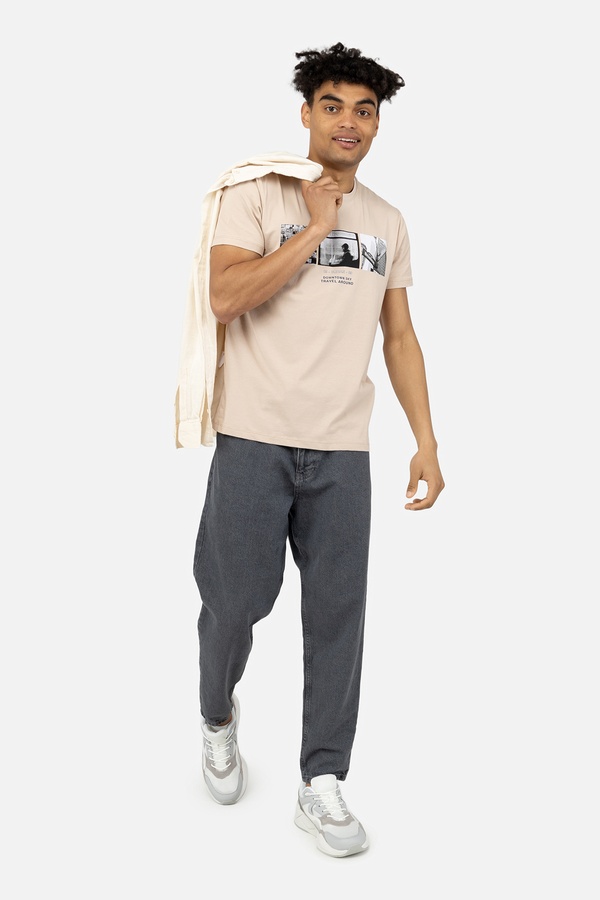 Чоловіча футболка з коротким рукавом 46 колір бежевий ЦБ-00243216 SKT000967476 фото