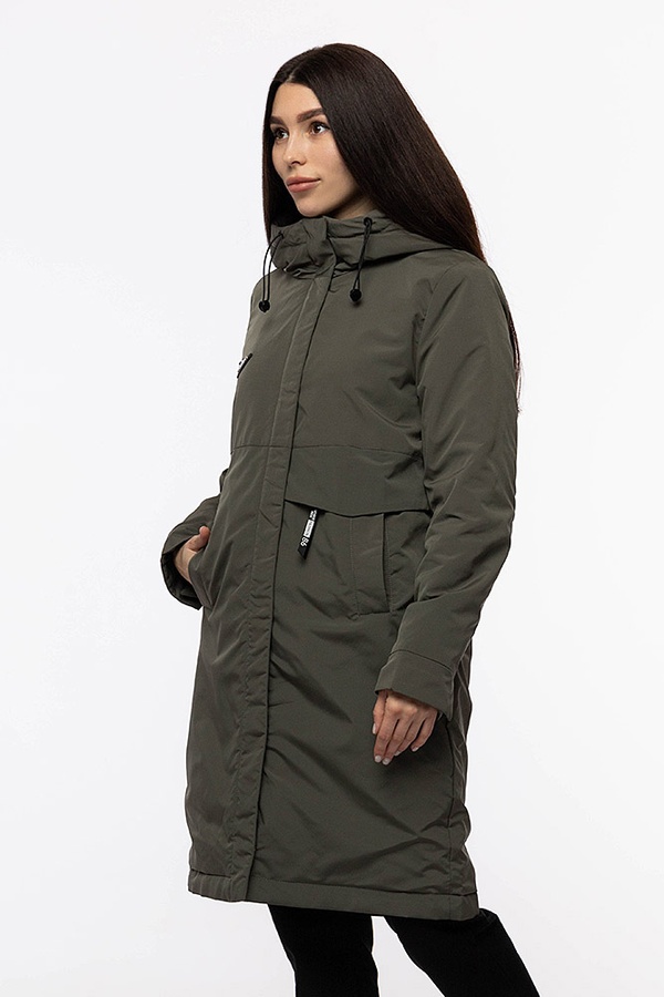 Жіноча куртка довга 44 колір оливковий ЦБ-00206931 SKT000882006 фото