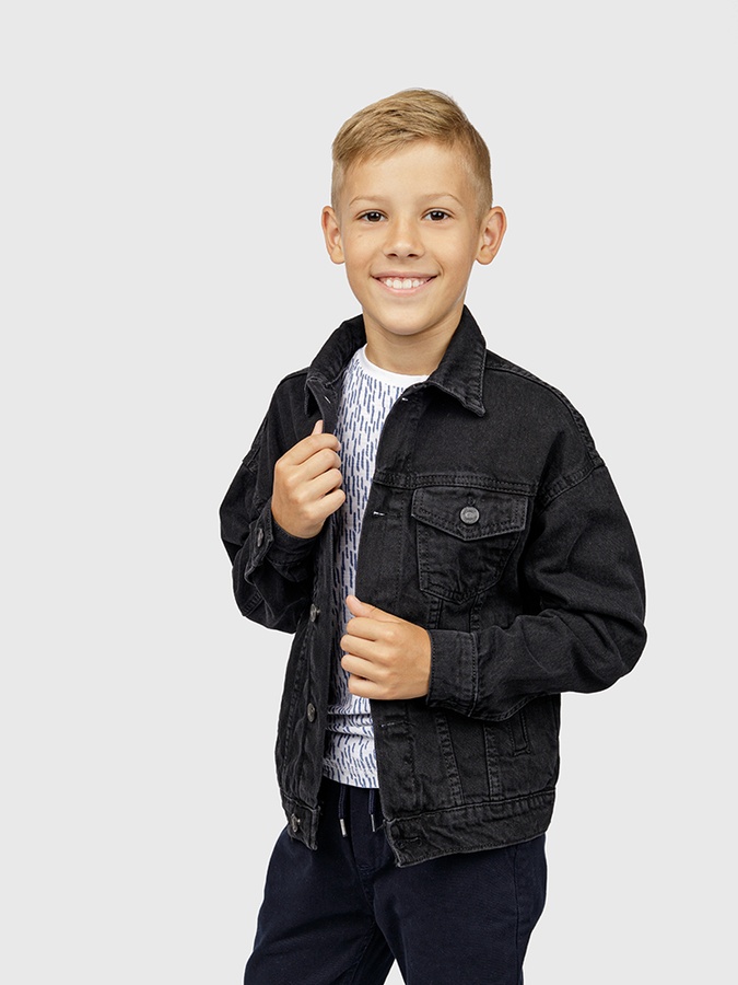 Джинсовая куртка для мальчика 134 цвет черный ЦБ-00224968 SKT000921562 фото