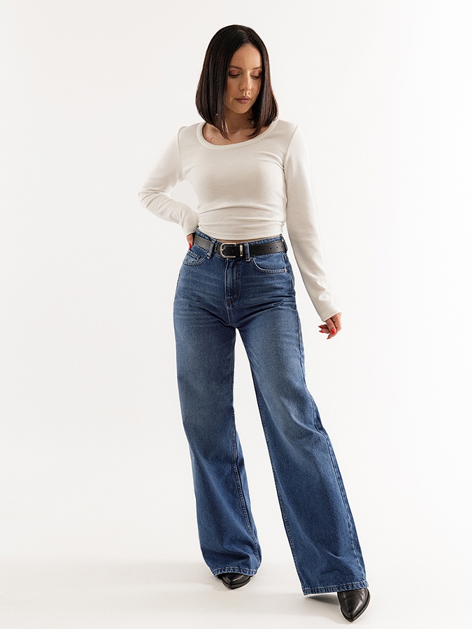Женские джинсы-палаццо 52 цвет синий ЦБ-00232321 SKT000938242 фото