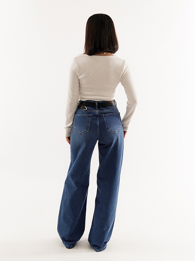 Женские джинсы-палаццо 52 цвет синий ЦБ-00232321 SKT000938242 фото