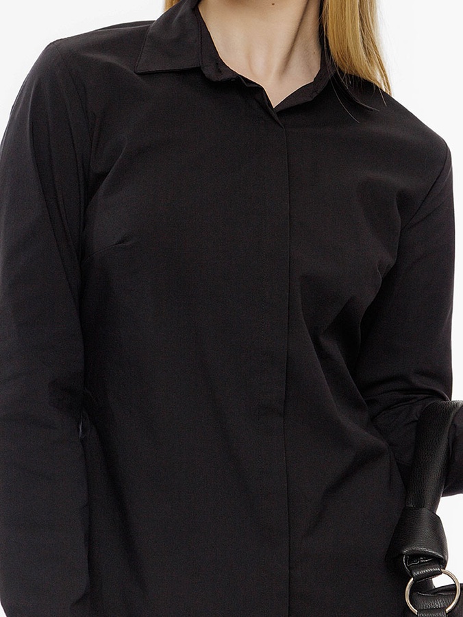 Жіноча сорочка слім 40 колір чорний ЦБ-00214176 SKT000895889 фото