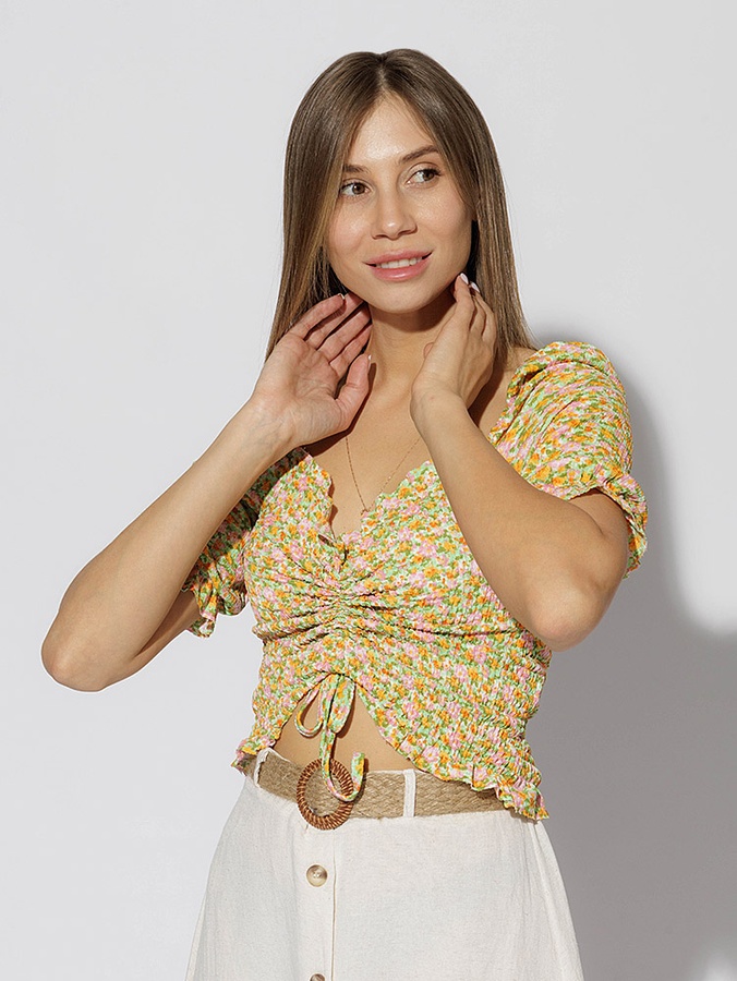 Короткая женская блуза 46 цвет персиковый ЦБ-00220453 SKT000909862 фото