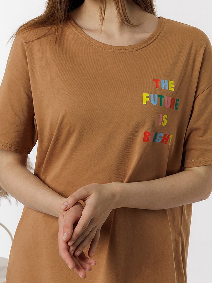 Женская ночная рубашка 50 цвет бежевый ЦБ-00218709 SKT000905105 фото