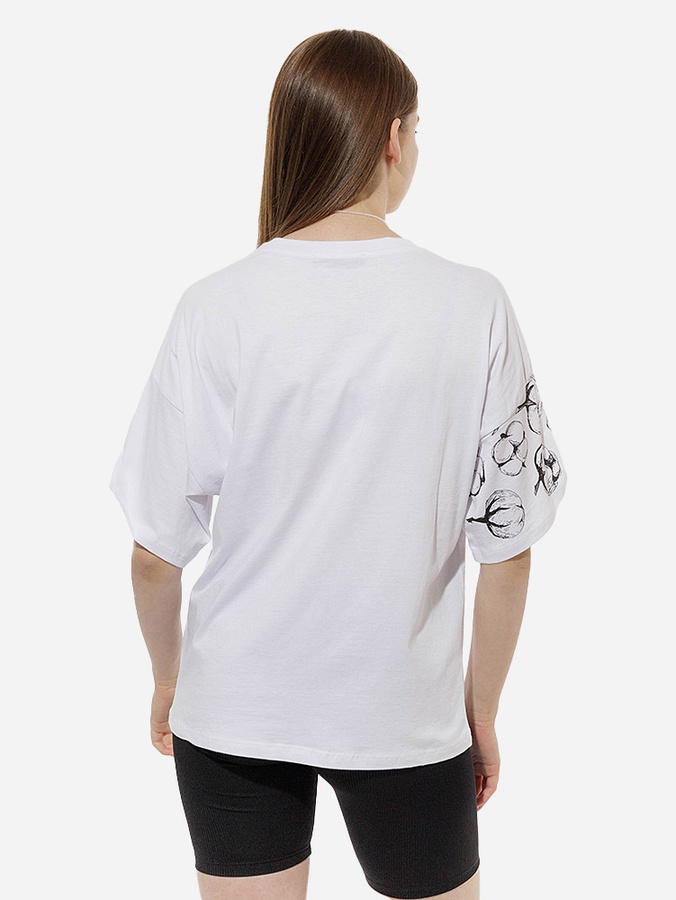 Жіноча футболка оверсайз 42 колір білий ЦБ-00216237 SKT000900262 фото