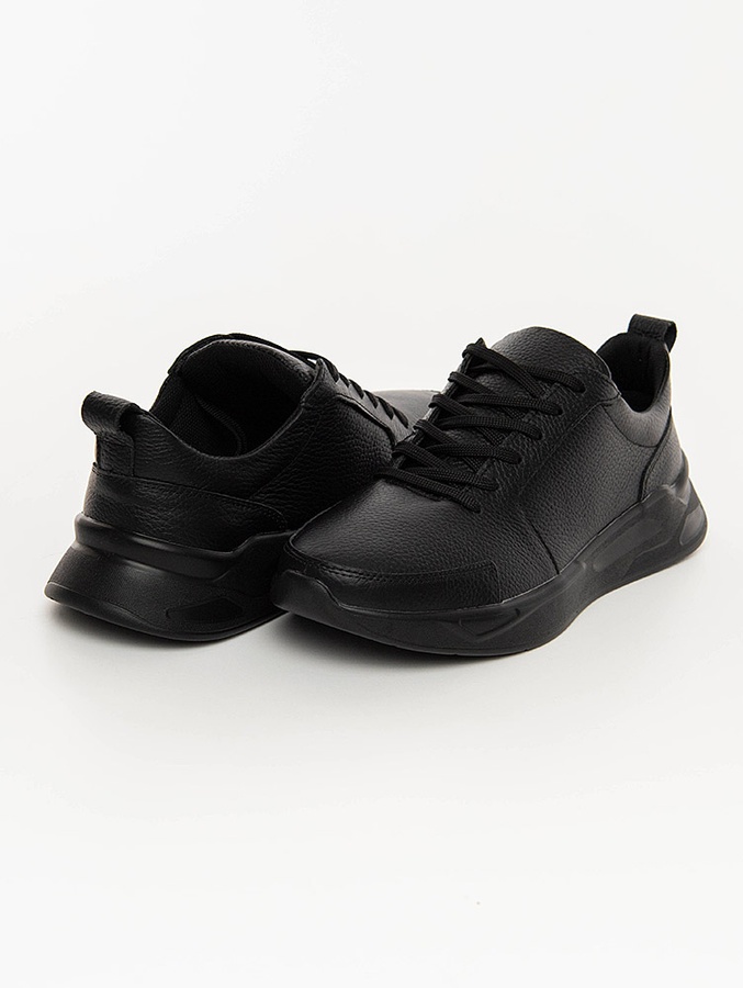 Мужские кроссовки кожаные 45 цвет черный ЦБ-00209842 SKT000887789 фото