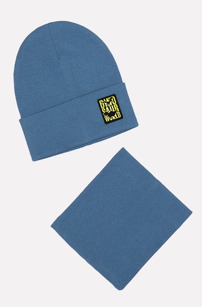 Комплект шапки и шарф на мальчика 42-44 цвет синий ЦБ-00188948 SKT000839150 фото