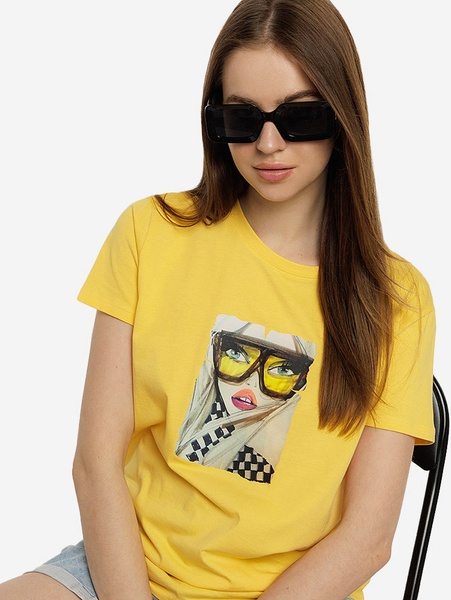 Жіноча футболка регуляр 46 цвет желтый ЦБ-00219321 SKT000907103 фото