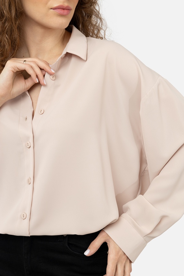 Жіноча блуза 48 колір бежевий ЦБ-00242166 SKT000963757 фото