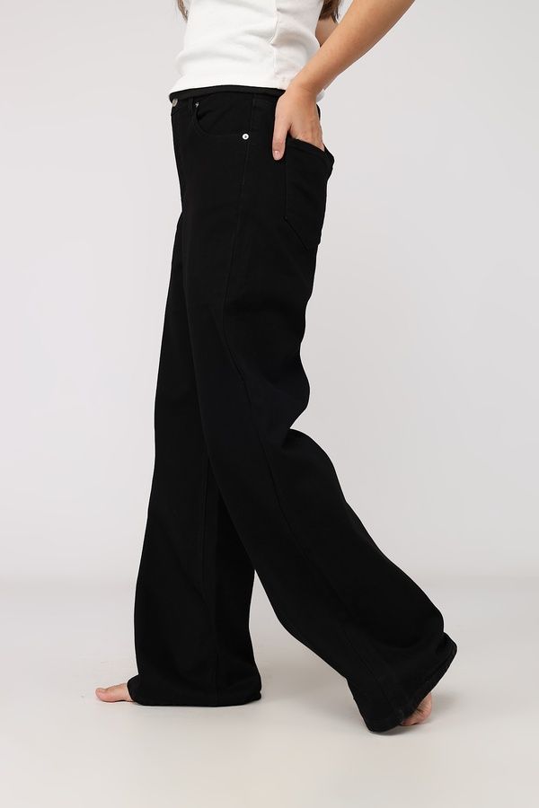 Джинсы wide leg женские цвет черный 50 ЦБ-00279682 фото