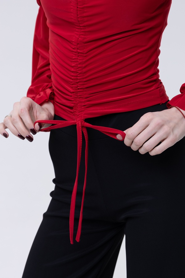 Женская блуза с длинным рукавом 48 цвет красный ЦБ-00233766 SKT000955627 фото