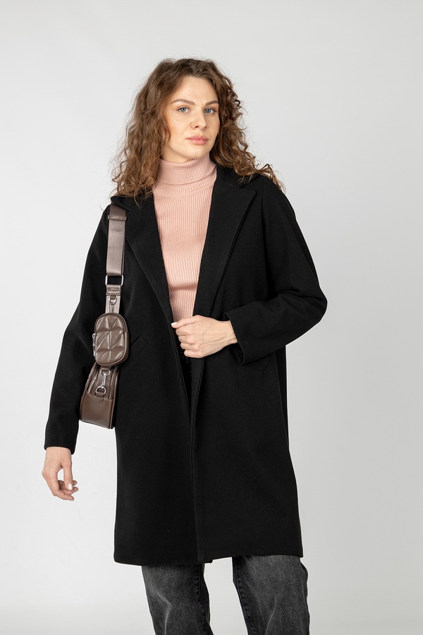 Жіноче пальто 44 колір чорний ЦБ-00233096 SKT000940544 фото