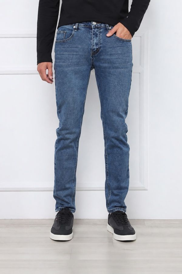 Джинси Slim чоловічі колір синій W29 ЦБ-00299477 фото