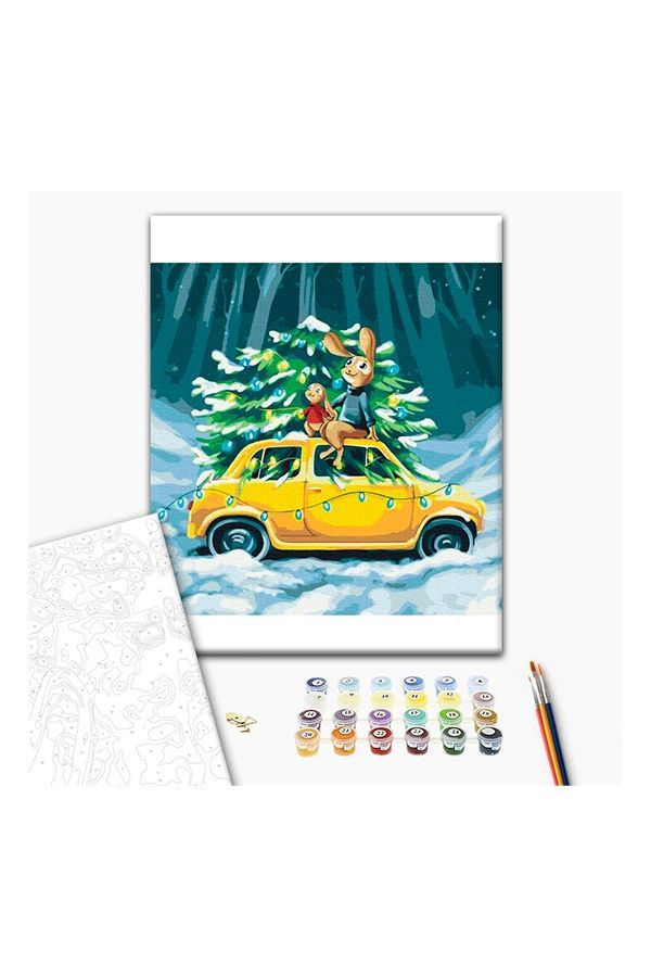 Картина за номерами Зимова казка для зайченят Brushme SBS017 ЦБ-00238291 фото