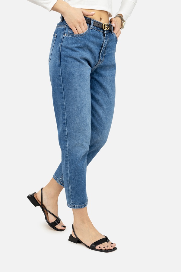 Жіночі джинси мом 46 колір синій ЦБ-00245749 SKT000982643 фото