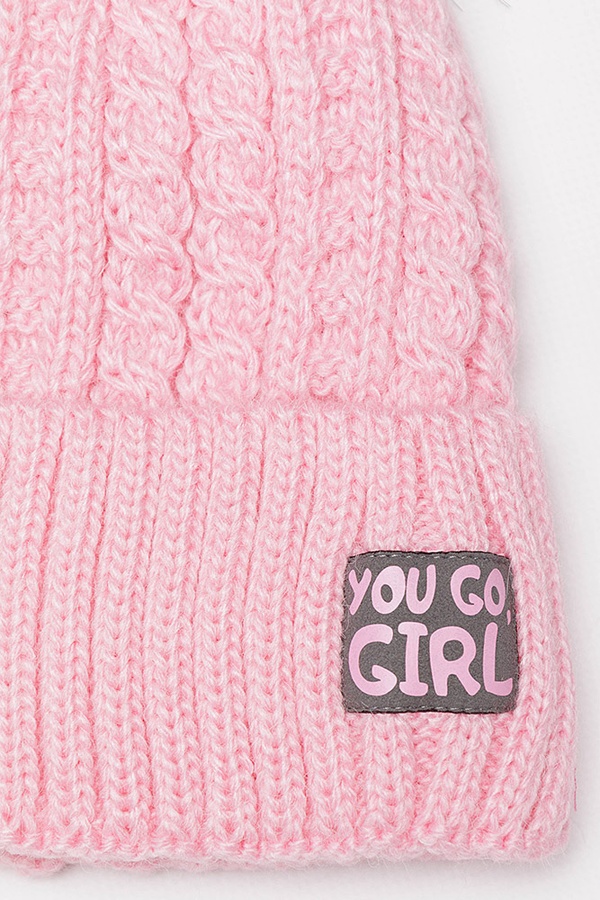 Комплект шапка-шарф на дівчинку 52-54 колір рожевий ЦБ-00201778 SKT000871307 фото
