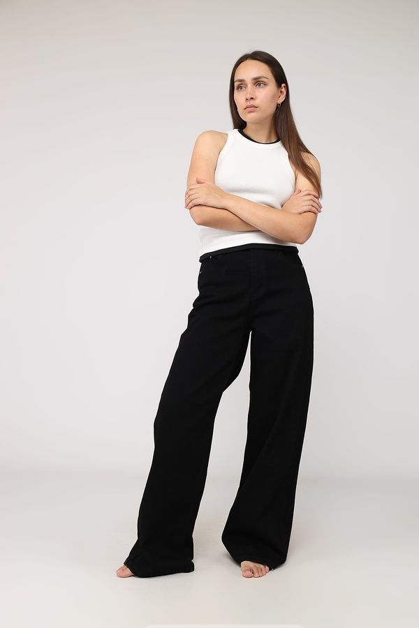 Джинсы wide leg женские цвет черный 50 ЦБ-00279682 фото