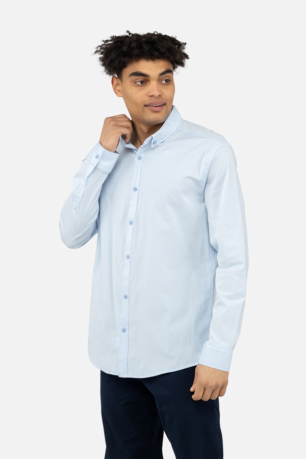 Чоловіча сорочка з довгим рукавом 46 колір блакитний ЦБ-00245592 SKT000982099 фото