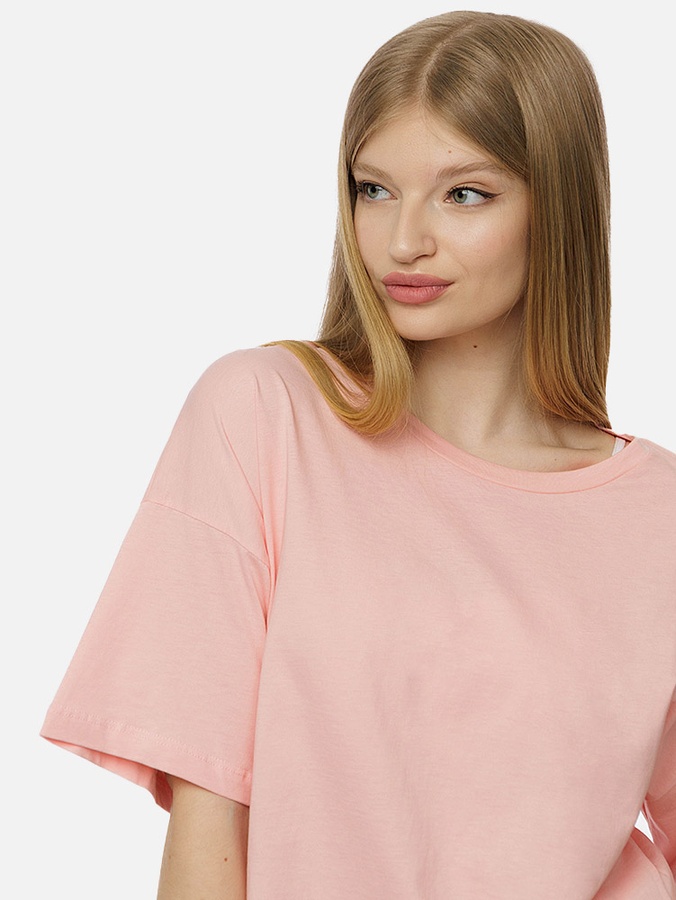 Жіноча футболка оверсайз 54 колір персиковий ЦБ-00210727 SKT000890458 фото