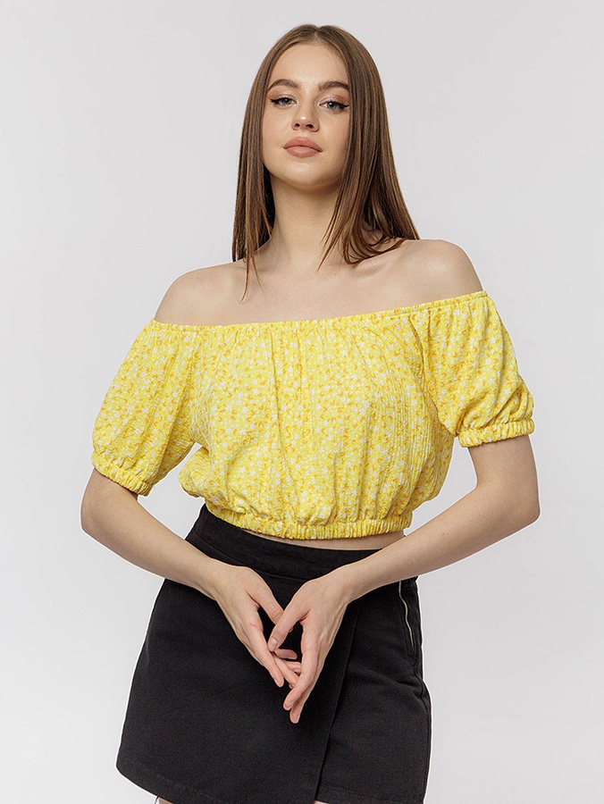 Короткая женская блуза 40 цвет желтый ЦБ-00219019 SKT000906037 фото