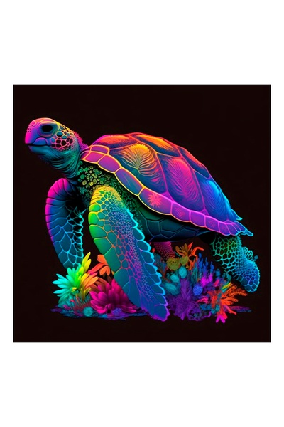 Набір для розпису по номерах - Черепаха у неонових тонах колір різнокольоровий ЦБ-00244668 SKT000979439 фото
