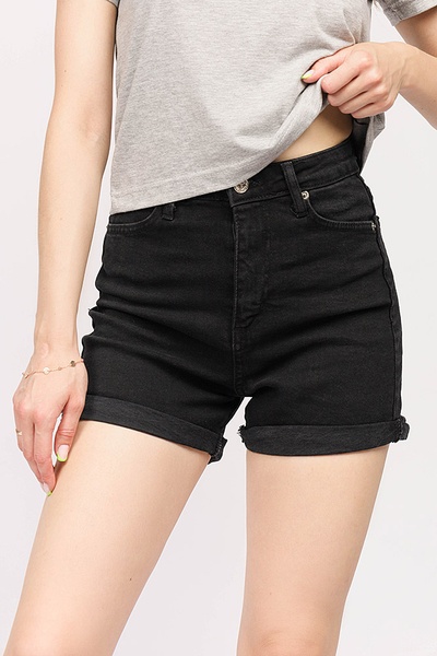 Жіночі джинсові шорти колір чорний ЦБ-00193912 SKT000853077 фото
