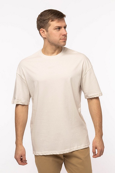 Чоловіча футболка 46 колір бежевий ЦБ-00189968 SKT000841342 фото