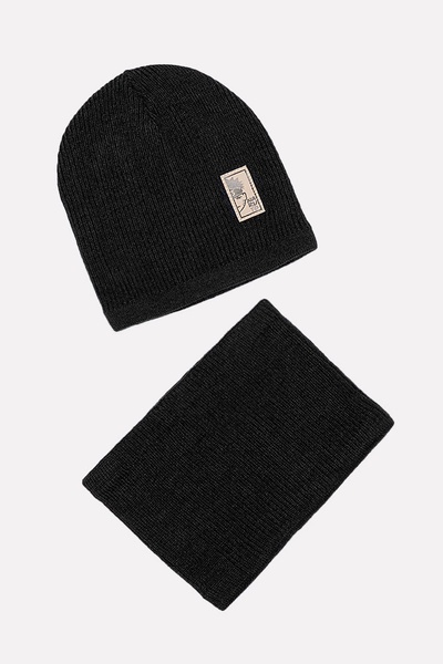 Комплект шапка-шарф на мальчика 52-54 цвет черный ЦБ-00201792 SKT000871315 фото