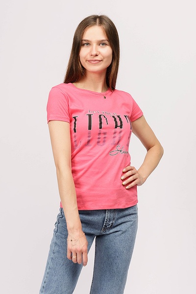 Женская футболка 48 цвет розовый ЦБ-00191984 SKT000847661 фото