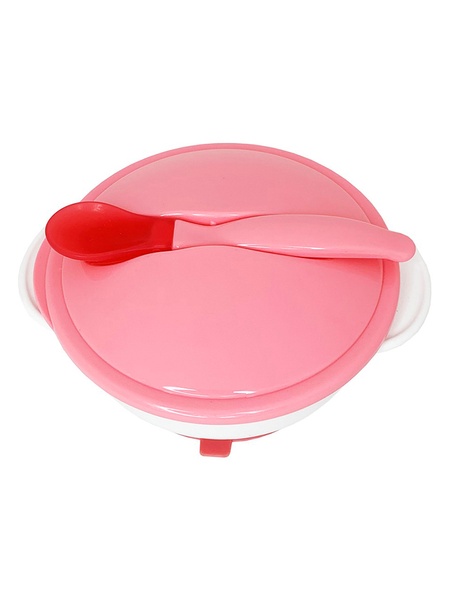 Тарелка на присоске с термоложкой и крышкой цвет розовый ЦБ-00227980 SKT000928072 фото