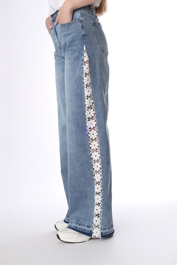 Джинси wide leg жіночі колір блакитний 46 ЦБ-00292064 фото