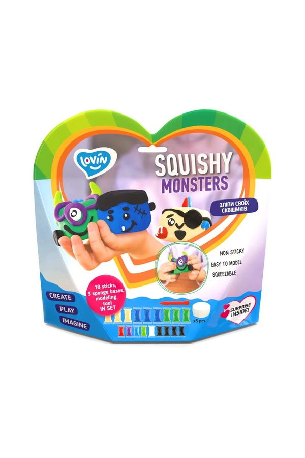 Набір для ліплення з повітряним пластиліном "Squishy Monsters" колір різнокольоровий ЦБ-00214337 SKT000896196 фото