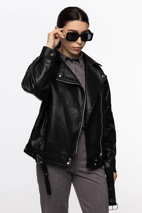 Жіночі куртка косуха 42 колір чорний ЦБ-00209531 SKT000886865 фото
