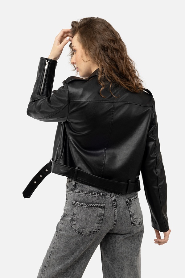 Жіноча куртка косуха 40 колір чорний ЦБ-00238376 SKT000956363 фото