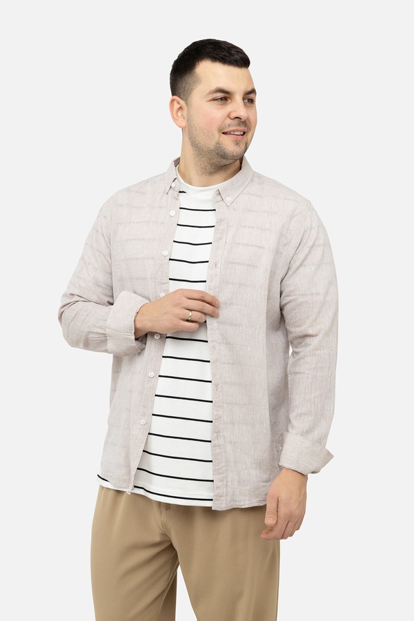 Чоловіча сорочка з довгим рукавом 44 колір бежевий ЦБ-00244800 SKT000979887 фото