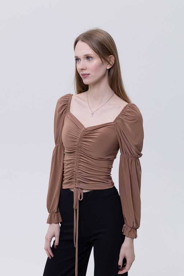 Жіноча блуза з довгим рукавом 42 колір бронзовий ЦБ-00233767 SKT000942173 фото