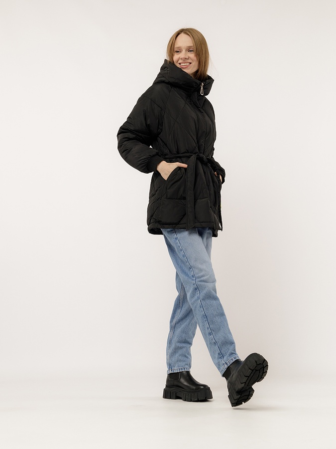 Жіноча куртка 54 колір чорний ЦБ-00223822 SKT000918309 фото