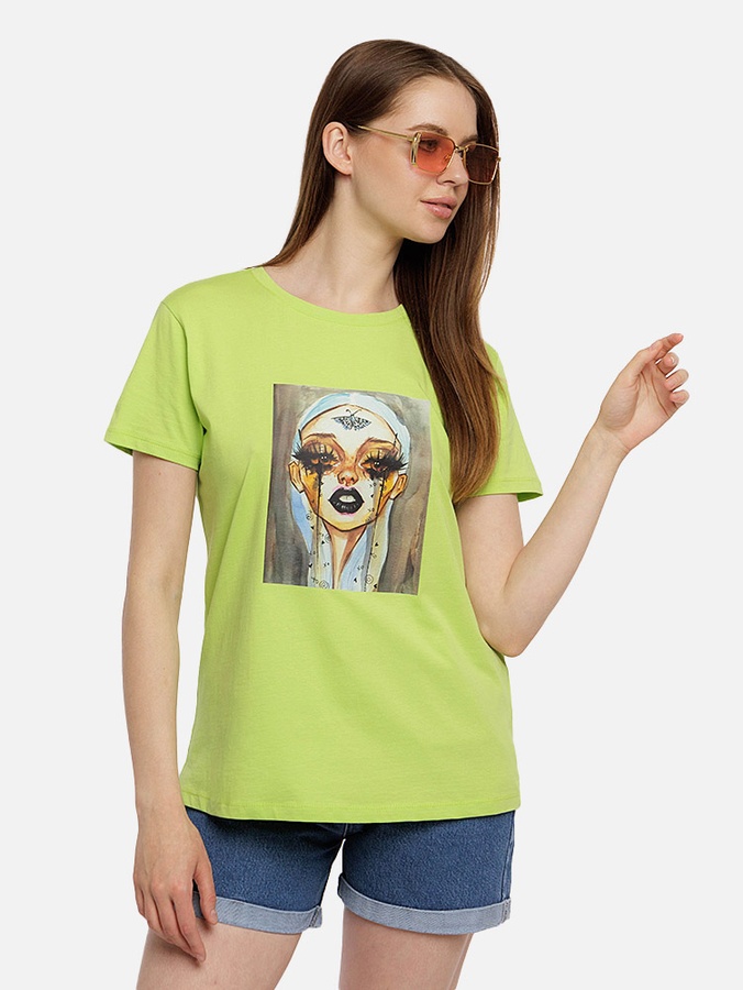 Жіноча футболка регуляр 42 колір салатовий ЦБ-00219322 SKT000907104 фото
